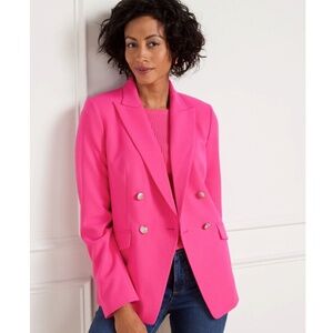 Talbots Tailored Stretch Double-Breasted Blazer In Pink - Beautiful! NWT